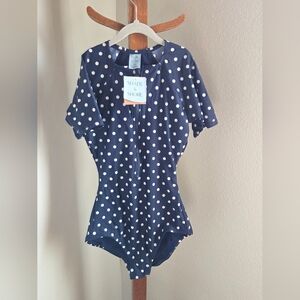 Shade & Shore Navy and White Polka Dot Swimsuit